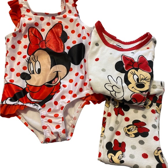 Disney Matching Sets Minnie Mouse Bathing Suit And Pajama Combo